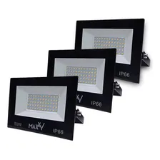 Kit 3 Refletor Led 50w Bivolt Branco Quente 3000k Ip66 Luz Branco-quente Foto  mini 1