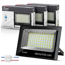 Kit 3 Refletor Led Holofote Smd Flex 100w Bivolt Ip67 Branco Frio Foto  mini 1