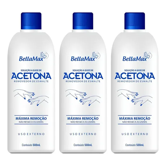 Kit 3 Removedor De Esmalte Unhas Acetona 500ml Foto 1