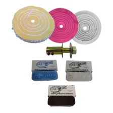 Kit 3 Rodopano 6 Pol 15cm Massa Polimento Inox Moto Eixo 1/2 127/220v Foto mini 1