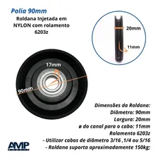 Kit 3 Roldanas Com Rolamento 90mm Para Aparelhos Academia Foto mini 4