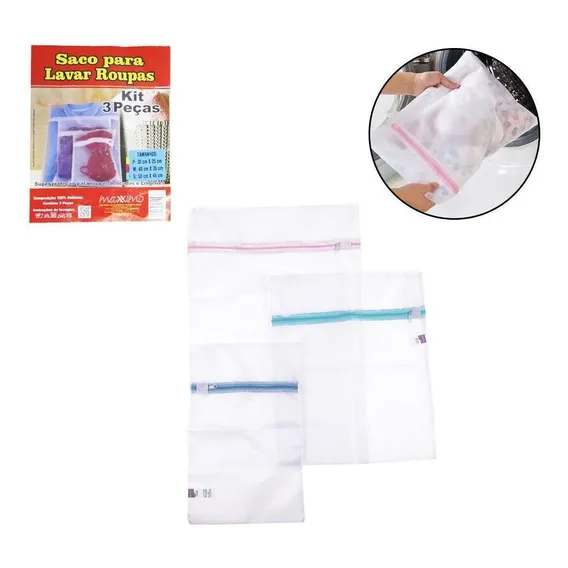 Kit 3 Saco Lavar Roupa Delicada Intima Com Zíper Na Maquina Foto 1