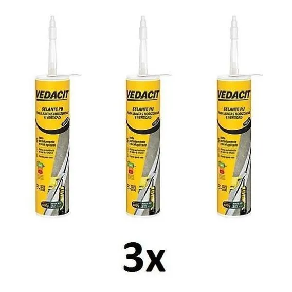 Kit 3 Selante Elástico Vedaflex Cinza 400g Vedacit Foto 1