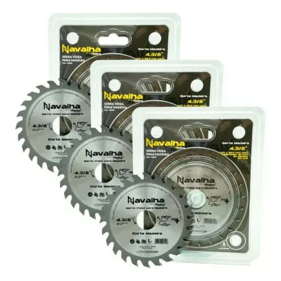 Kit 3 Serras Para Madeira 24 Dentes 110mm 6059 Titanium 0 Foto 1