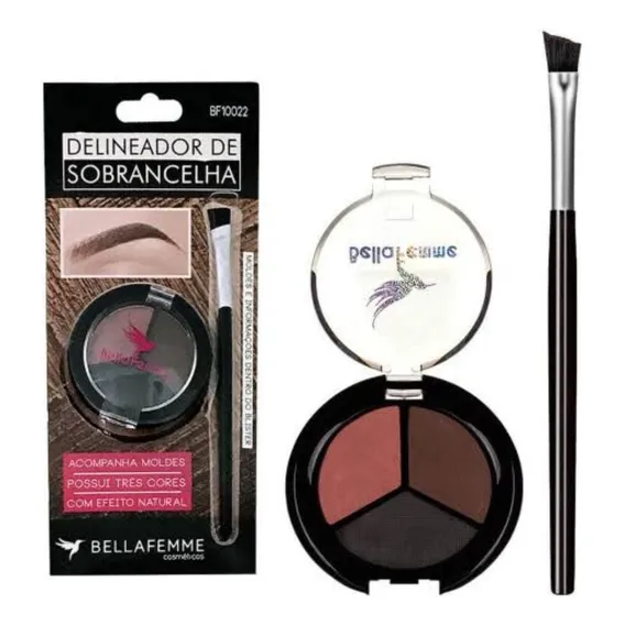 Kit 3 Sombras Delineador De Sobrancelhas Bella Femme Foto 1