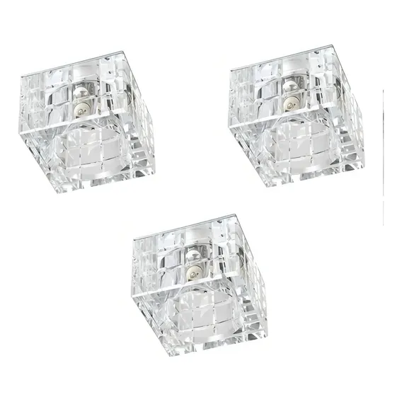 Kit 3 Spot Cristal K9 Embutir Quadrado 7cm Sala Ac974 Foto 1