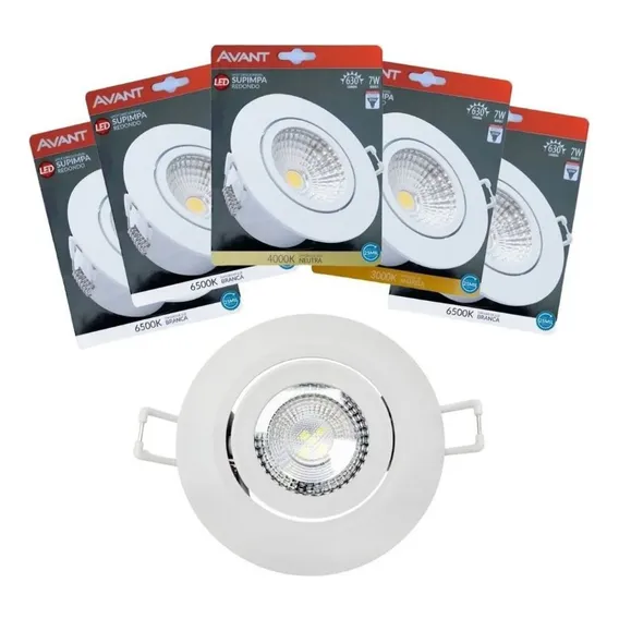 Kit 3 Spot Superled Cob Redondo 7w Embutir Avant 3000k Foto 1