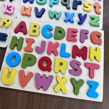 Kit 3 Tabuleiros Encaixe Alfabeto Numeros Madeira Educativo Foto mini 4