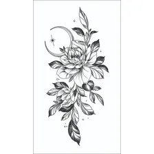 Kit 3 Tatuagens Temporárias | Antebraço | Rosa E Lua Cor Preto Foto mini  2