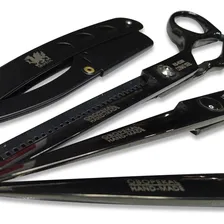 Kit 3 Tesouras Profissionais Barbeiro Fio Laser Fio Navalha Foto mini  3
