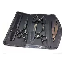 Kit 3 Tesouras Profissionais Cabelo 2 Fio Navalha + Debasta Cor Black Foto mini 4