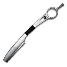 Kit 3 Tesouras Profissionais Cabelo Fio Navalha + Navalha Cor Silver Foto mini  2