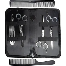 Kit 3 Tesouras Profissionais Cabelo Fio Navalha + Navalha Cor Silver Foto mini  3