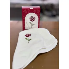 Kit 3 Toalhas Flor Bordada Dia Namorados Mães Cor Branco Foto mini 2