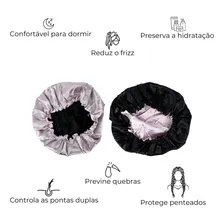 Kit 3 Touca Cetim Dupla Face Ajustável Anti Frizz Cabelos Foto  mini 1