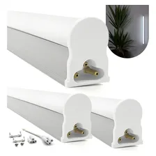 Kit 3 Tubular T5 60cm 10w C/ Calha Completa Led 6000k Frio Luz Branco-frio 110v 220v - Bivolt Foto mini 1