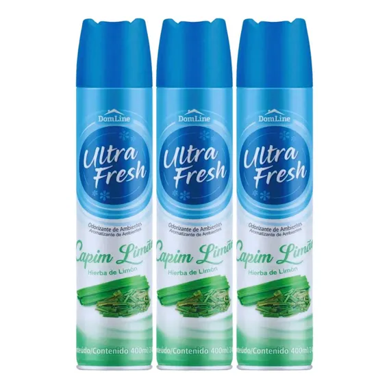 Kit 3 Ultra Fresh Odorizador De Ambientes Capim Limão 400ml Foto 1