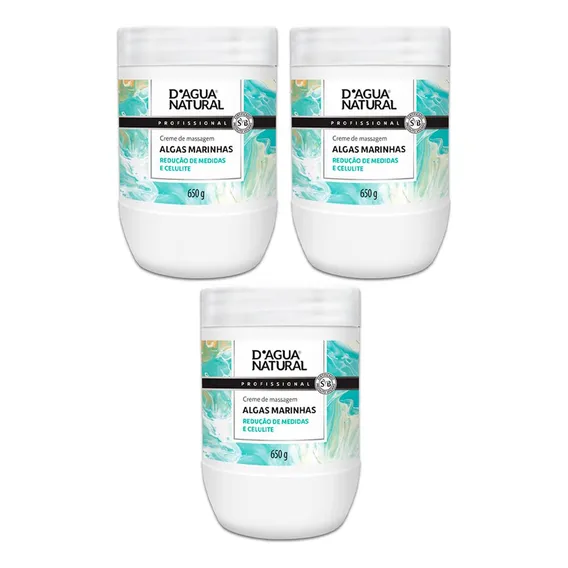 Kit 3 Uni Creme Massagem Algas Marinhas 650g Dagua Natural Foto 1