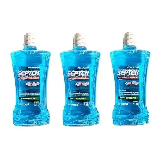 Kit 3 Unidades Antisseptico Bucal Fluor Septch 1,1l Menta Foto 1