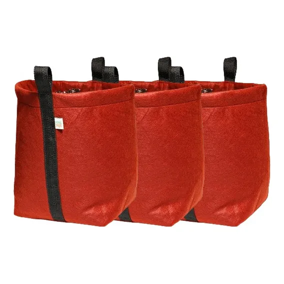 Kit 3 Vasos De Planta Feltro Com Alças 20 Litros Cor Vermelho Foto 1