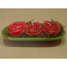 Kit 3 Velas Em Formato De Rosas Com Vasinho -vela Decorativa Foto mini  2