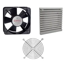 Kit 3 Ventilador Cooler + Veneziana + Grade 200x200x60mm Led Preto Foto mini 1