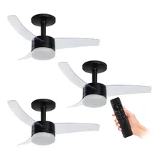 Kit 3 Ventiladores De Teto Preto 3 Pás E Controle Vx14 - Arno Foto  mini 1