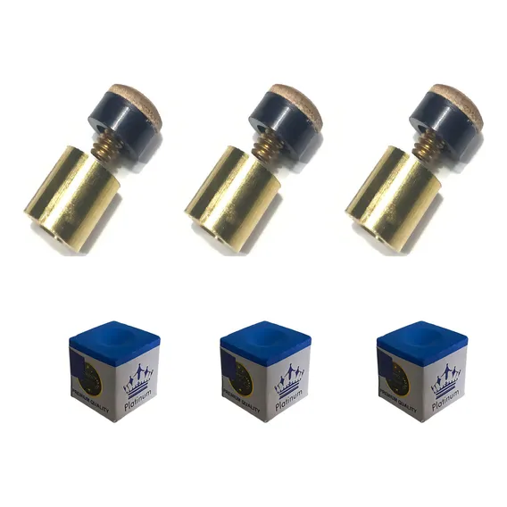 Kit 3 Virolas Metal Sola De Couro 10mm + 3 Giz Platinum Azul Foto 1