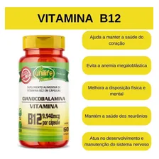 Kit 3 Vitamina B12 Cianocobalamina 180 Caps Vegano Unilife Sabor Kit 3, Sem Sabor Foto mini 2