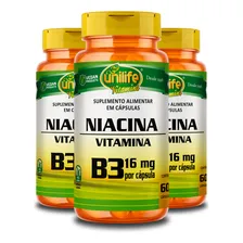 Kit 3 Vitamina B3 Niacina 60 Cápsulas Unilife Sabor Sem Sabor Foto mini 3