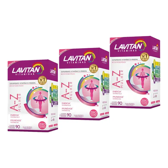 Kit 3 Vitaminas Lavitan A-z Mulher 90 Comprimidos Foto 1