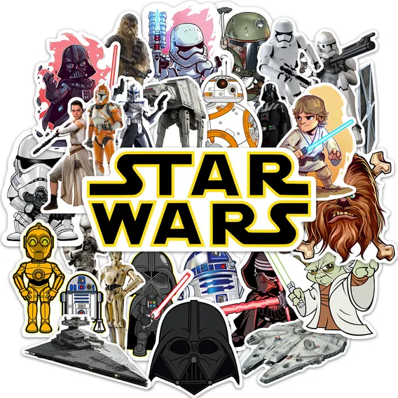Kit 30 Adesivos Star Wars Darth Vader Chewbacca Yoda R2d2 Foto 1