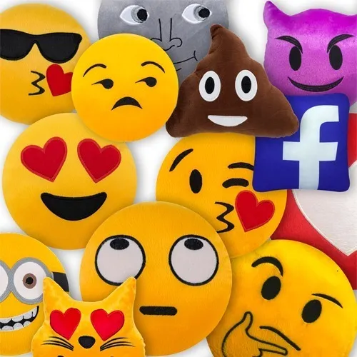 Kit 30 Almofadas Emoji PelĂșcia 28x28cm Personalizado Cor Variados Foto 1