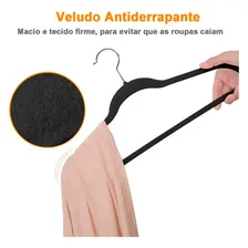 Kit 30 Cabide Veludo Veludo Slim Antideslizante Ultra Fino Foto mini  2