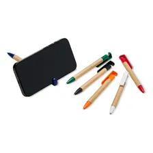 Kit 30 Caneta Ecol贸gica Com Suporte Para Celular Tinta 646 Exterior Cores Variadas Foto mini 2