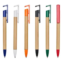 Kit 30 Caneta Ecol贸gica Com Suporte Para Celular Tinta 646 Exterior Cores Variadas Foto mini 1