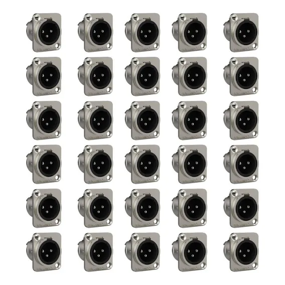 Kit 30 Conector Xlr Macho 3 Polos Wireconex Wc1033 Cor Prateado Foto 1