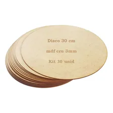 Kit 30 Disco Sousplat Mdf Cru 30cm Laser Bolacha Base Prato Cor Mdf Cru Sem Pintura Disco Circulo Base Mdf Foto  mini 1