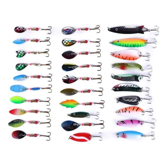 Kit 30 Iscas Artificiais Metal Vibration Spinner Bait Colher Cor Conforme As Fotos - Sku 013 Foto 1
