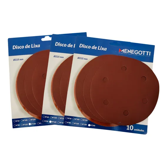 Kit 30 Lixas Gramaturas 120/180/240 225mm Menegotti Foto 1