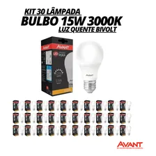 Kit 30 Lâmpada Led Bulbo 15w 3000k Branca-quente Bivolt E27 Foto mini  2
