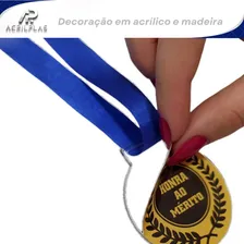 Kit 30 Medalhas Redondas Honra Ao Merito 5cm + Fita Azul Foto mini 2