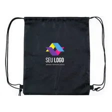 Kit 30 Mochilas Saco Sacochila Poliéster Personalizada Cor Preto Lisa Foto mini 1