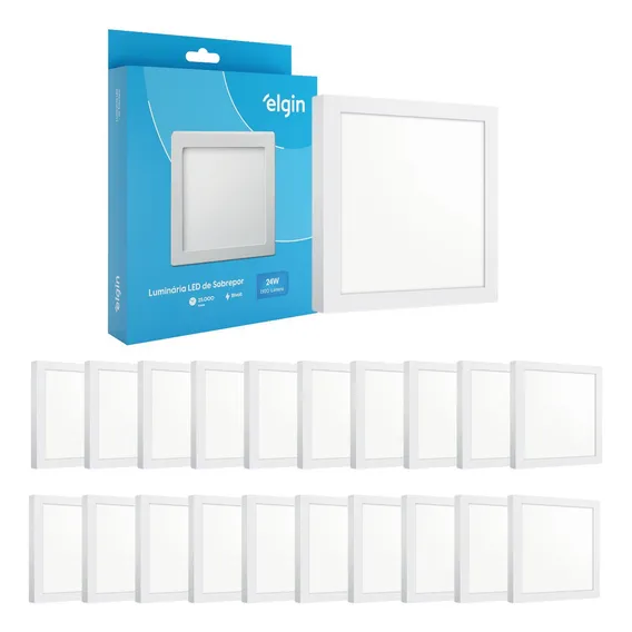 Kit 30 Plafon Sobrepor Quadrado Led 24w Painel Bivolt Estrutura Branco-frio 127/220v Foto 1
