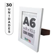 Kit 30 Porta Retrato Foto 10x15 Com Vidro Moldura De Madeira Cor Branco Foto mini 1