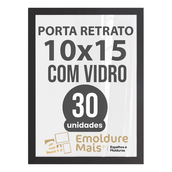 Kit 30 Porta Retrato Foto 10x15 Com Vidro Moldura De Madeira Cor Preto Foto 1