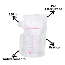 Kit 30 Sacos Para Armazenar Leite Materno 250ml Foto mini  2