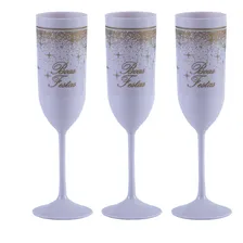 Kit 30 Taça Champanhe Acrílica Natal Boas Festas Reveillon Cor Branca Boas Festas Foto mini 1