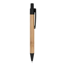 Kit 300 Caneta Ecológica Bambu Clip Preto Tinta Ciano Foto  mini 1