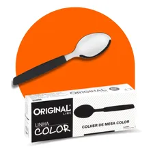 Kit 36 Colher Mesa Restaurante Aço Inox Color Cabo Plástico Cabo Preto Foto mini 1